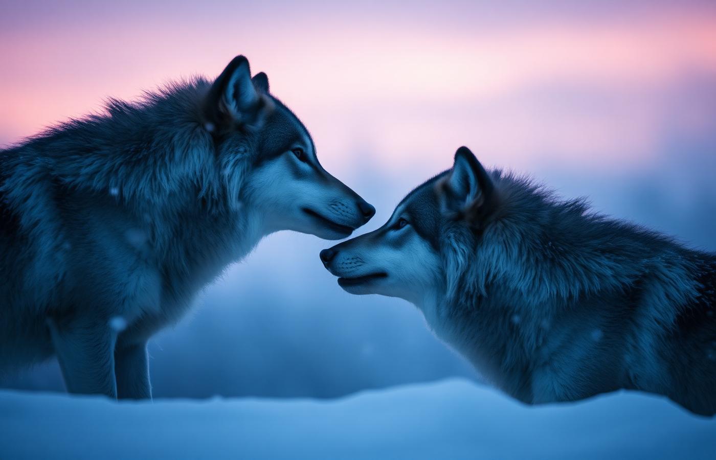 Wolves in the snow